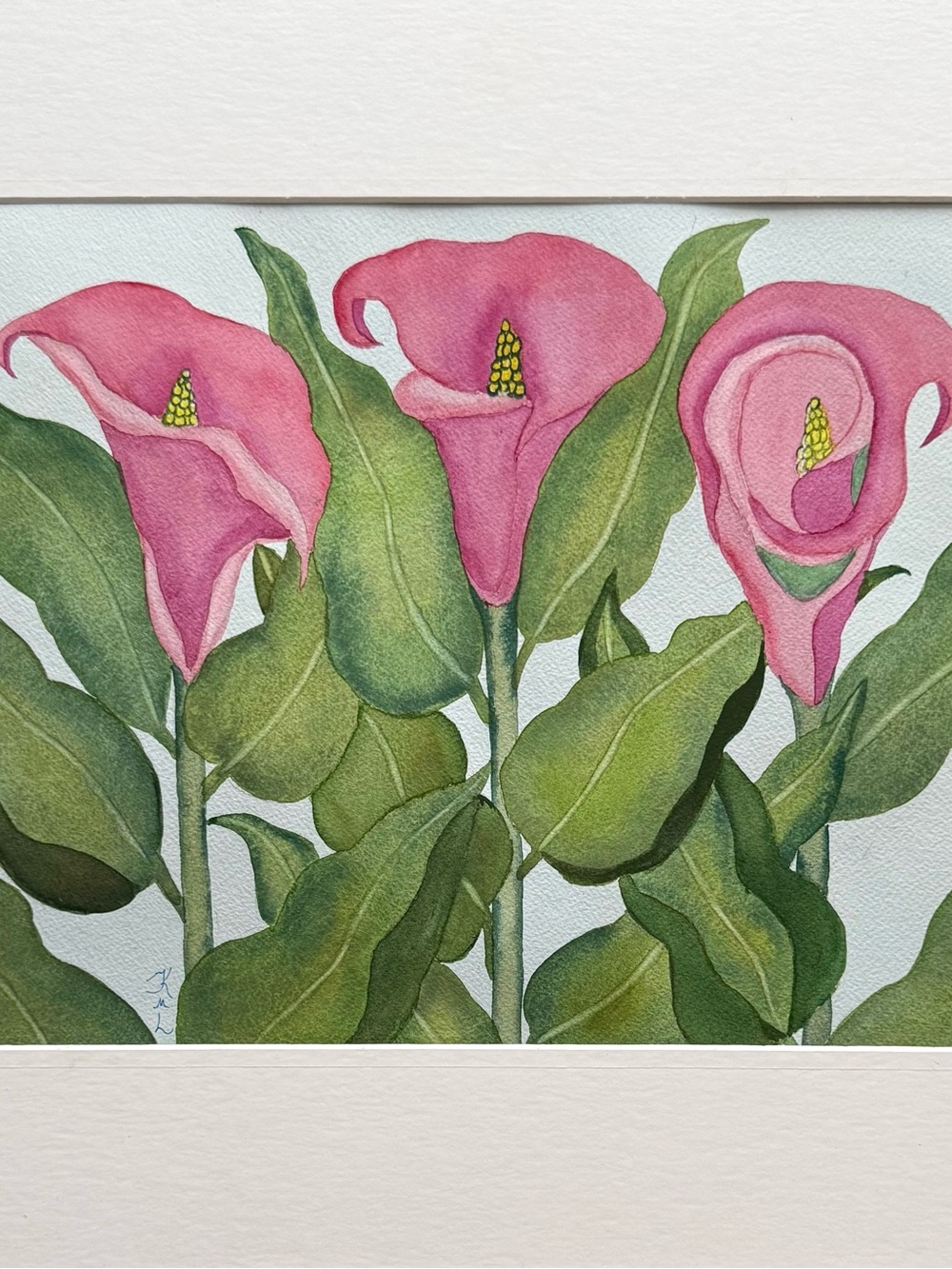 Painting Watercolor Flower Calla Lily Pink 11x14 & Mat 16x20 Original Art